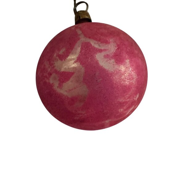 3 Antique Pink Glass Christmas Ornaments With Embossed & Etched Designs Rustic - Picture 4 of 16